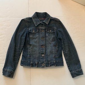 Contrast Womens Blue Denim Jean Jacket Button Closer Size Small